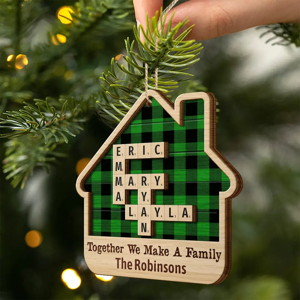 Together We Make A Family House Crossword Scrabble - Personalized 2-Layered Wooden Ornament - Image 3