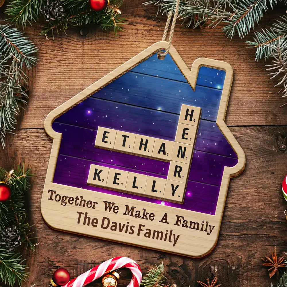 Together We Make A Family House Crossword Scrabble - Personalized 2-Layered Wooden Ornament - Image 6