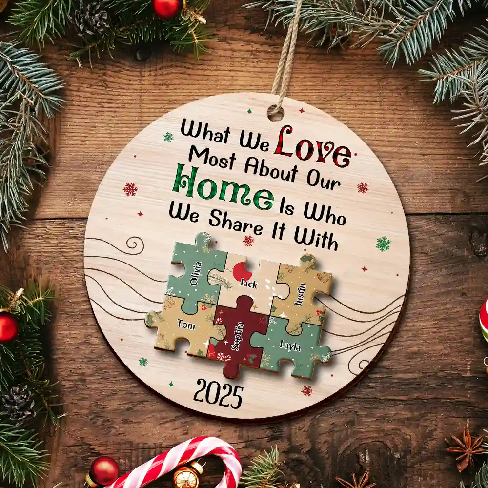 Together We Make A Family - Personalized 2-Layered Wooden Ornament - Image 5