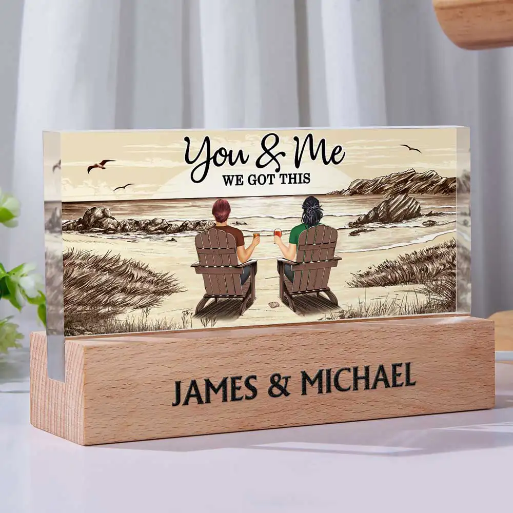 Together You And Me We Got This - Personalized Rectangle LED Light - Image 2