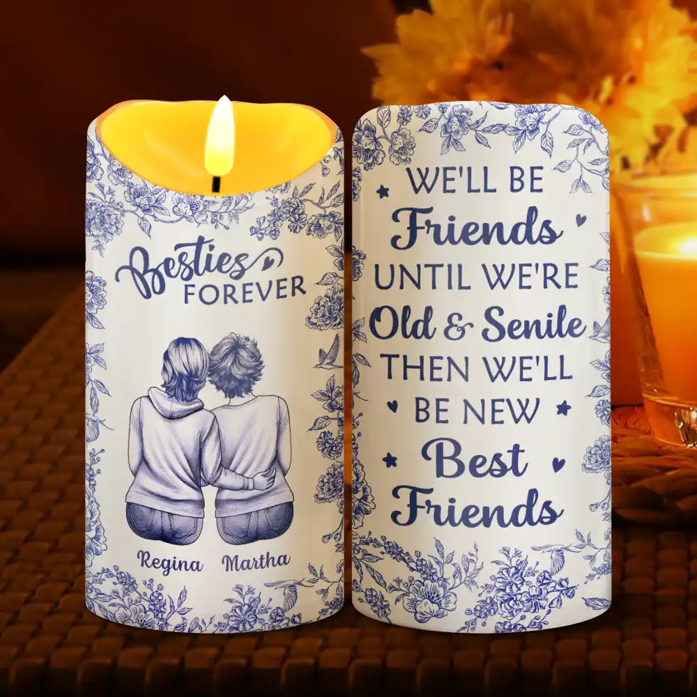 Toile Besties Our Friendship Is Endless - Personalized Flameless LED Candle - Image 2