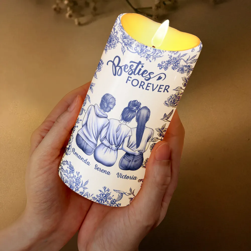 Toile Besties Our Friendship Is Endless - Personalized Flameless LED Candle - Image 3