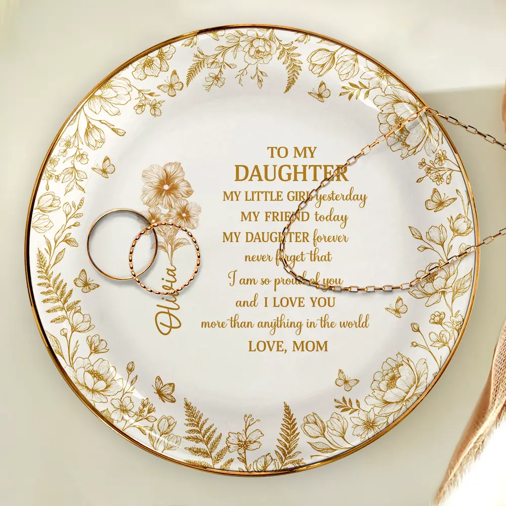 Toile Birth Flower My Daughter Forever - Personalized Ring Dish - Image 4