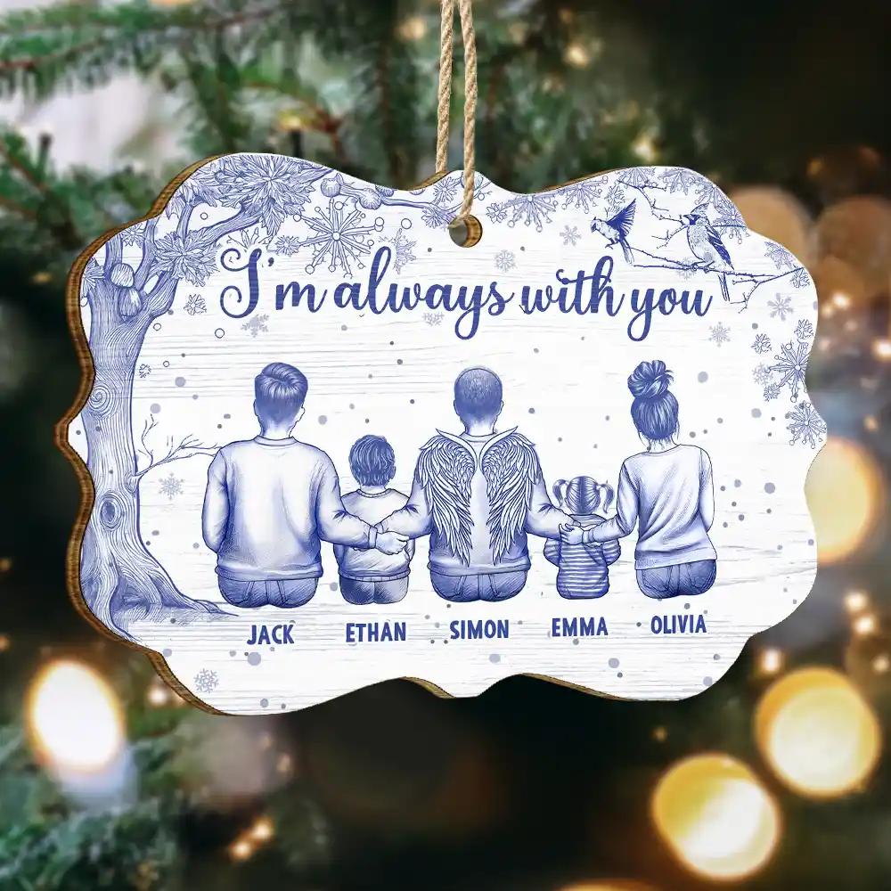 Toile De Jouy Angel Always With You - Personalized Custom Shaped Wooden Ornament
