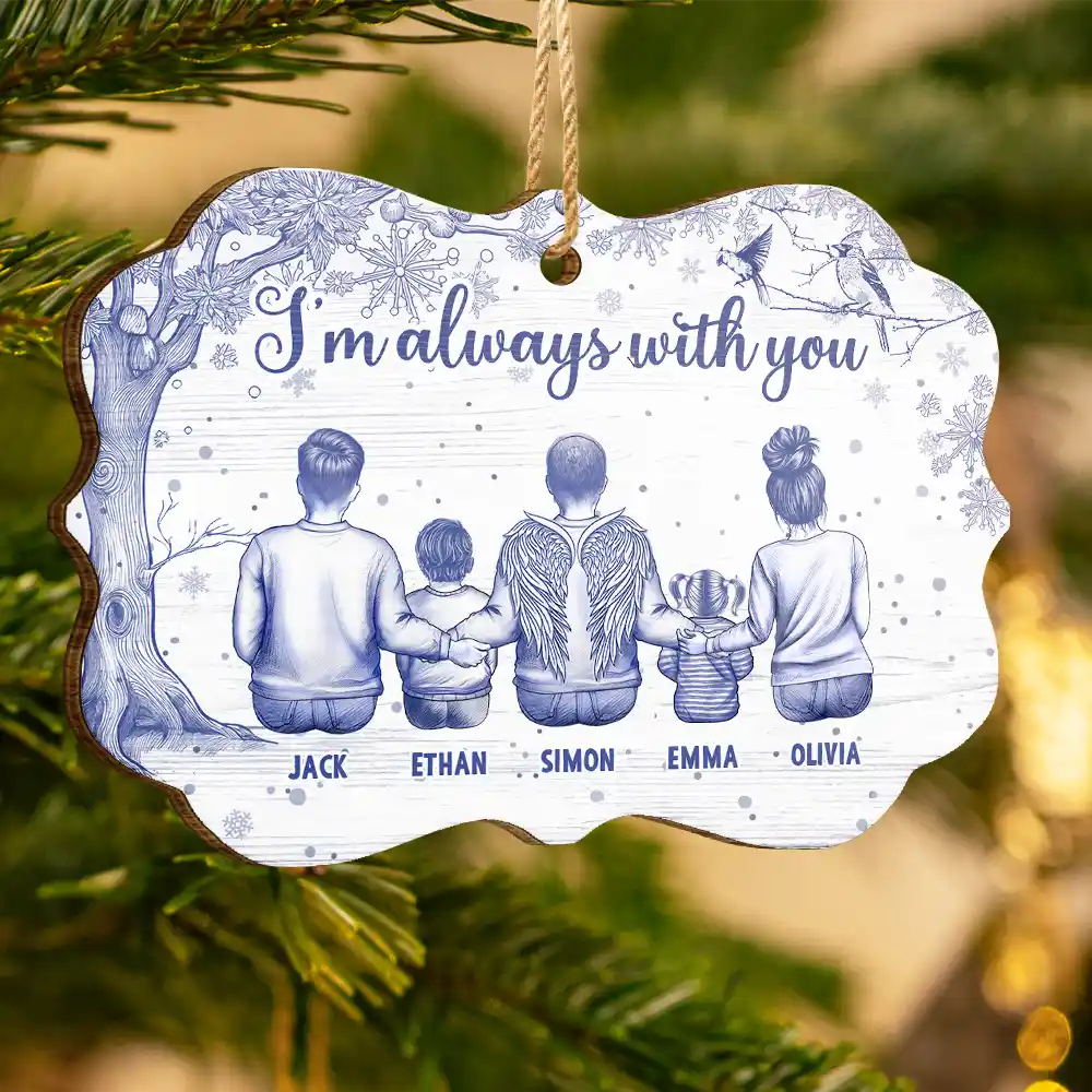 Toile De Jouy Angel Always With You - Personalized Custom Shaped Wooden Ornament - Image 3