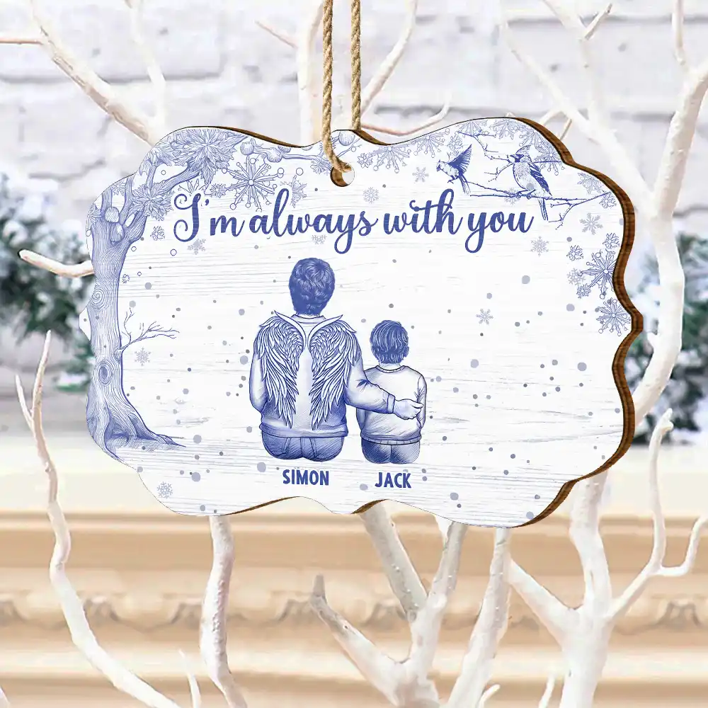 Toile De Jouy Angel Always With You - Personalized Custom Shaped Wooden Ornament - Image 4