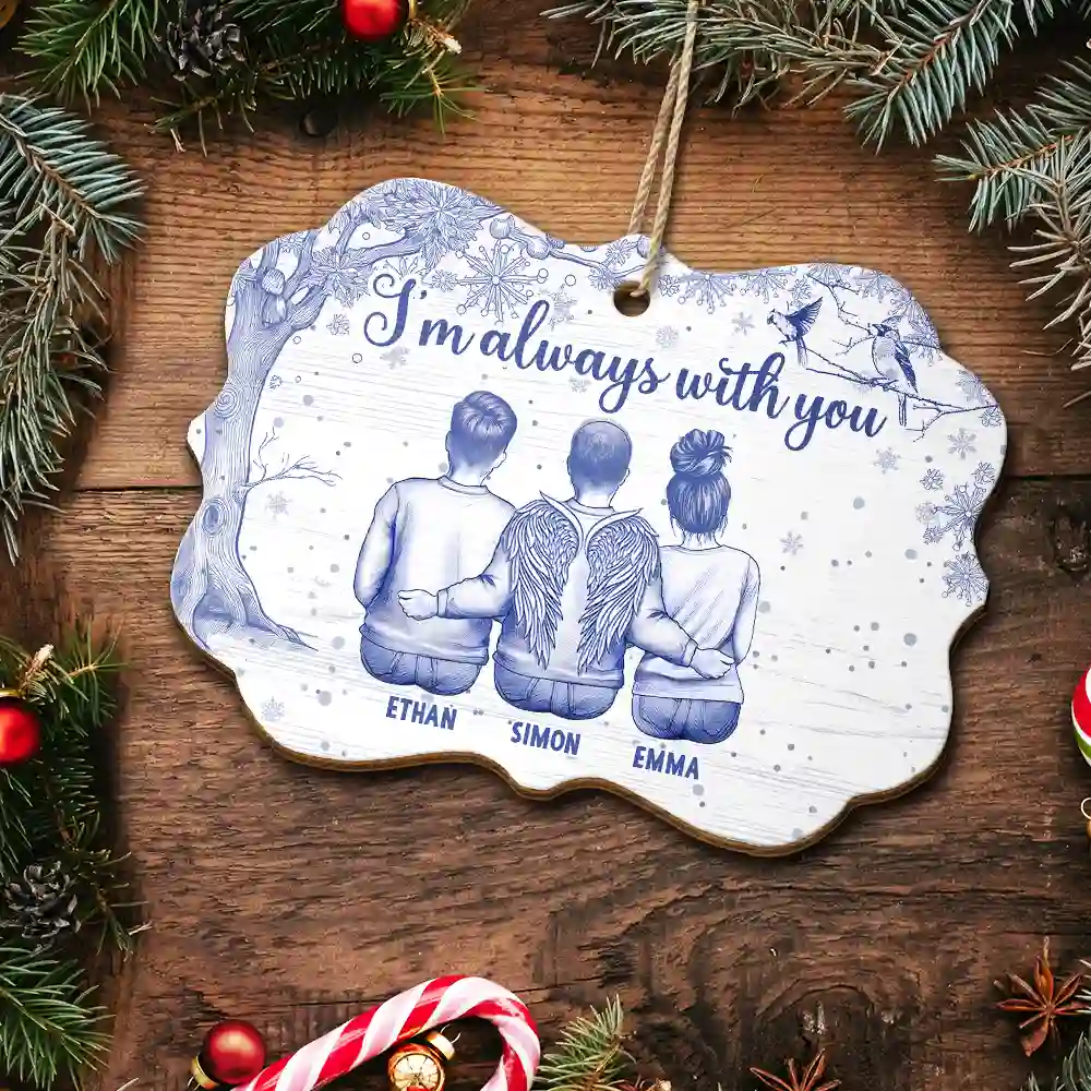 Toile De Jouy Angel Always With You - Personalized Custom Shaped Wooden Ornament - Image 5