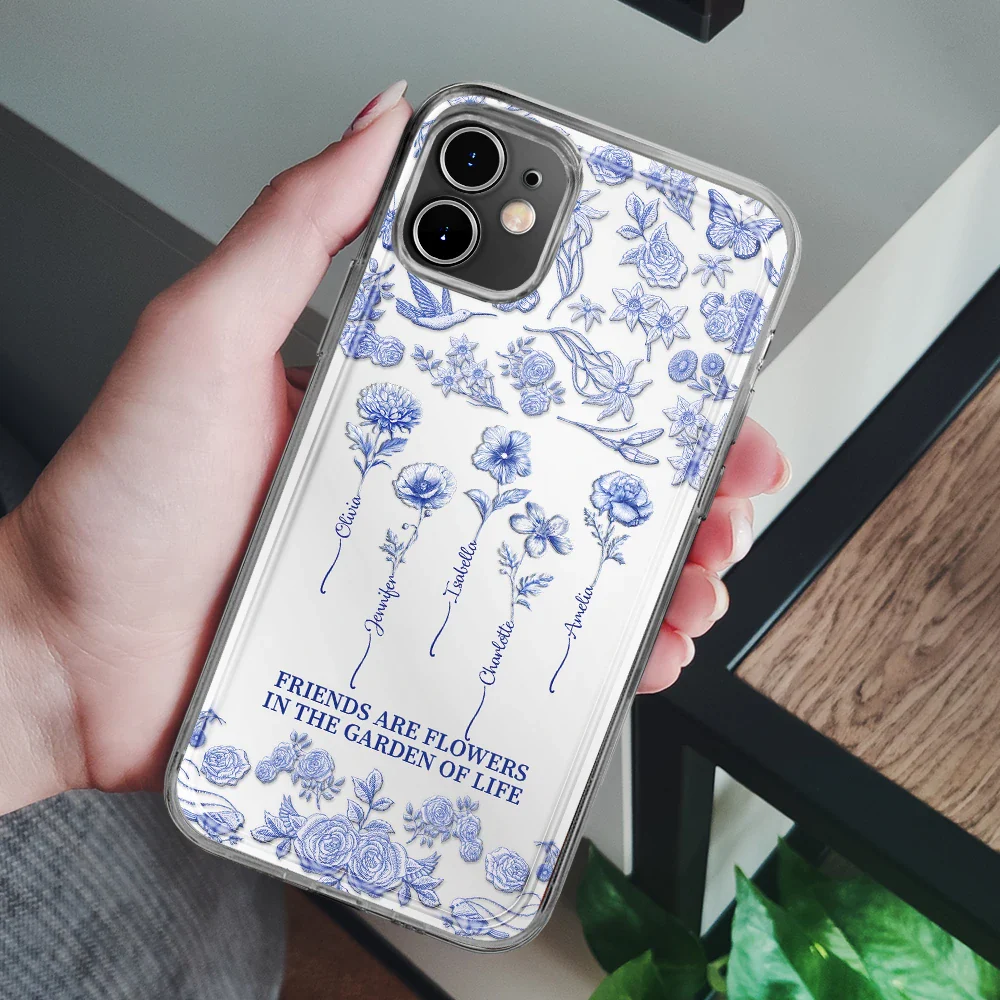 Toile De Jouy Birth Flower Grow An Old Friend - 3D Effect Printed Phone Case, Personalized Clear Phone Case - Image 6