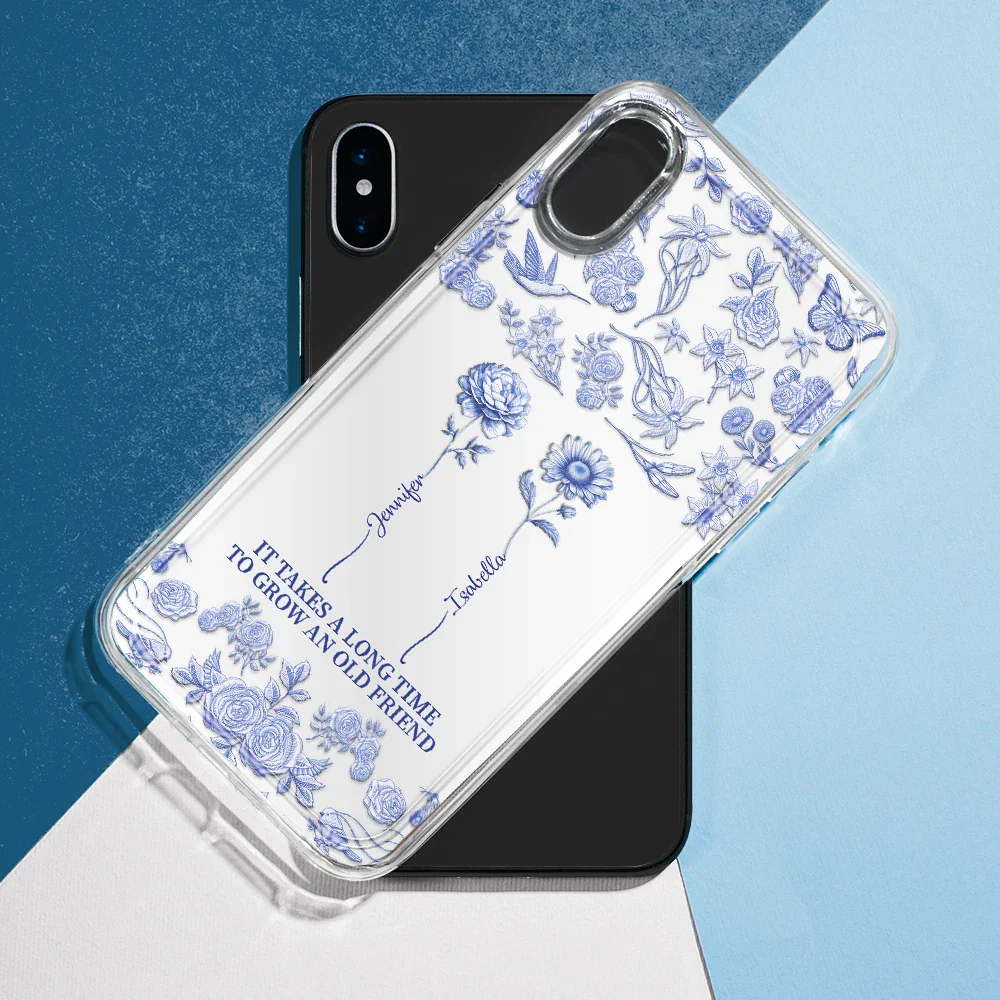 Toile De Jouy Birth Flower Grow An Old Friend - 3D Effect Printed Phone Case, Personalized Clear Phone Case - Image 7