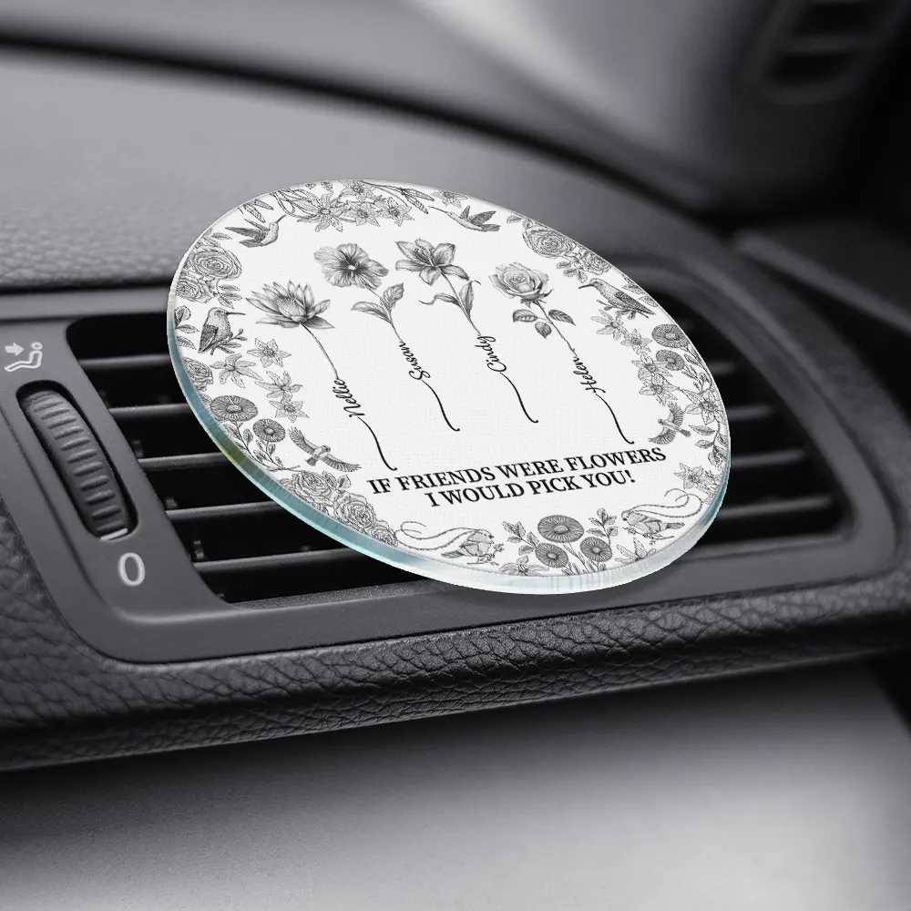 Toile De Jouy Birth Flower Grow An Old Friend - Personalized Acrylic Car Vent Clip - Image 3