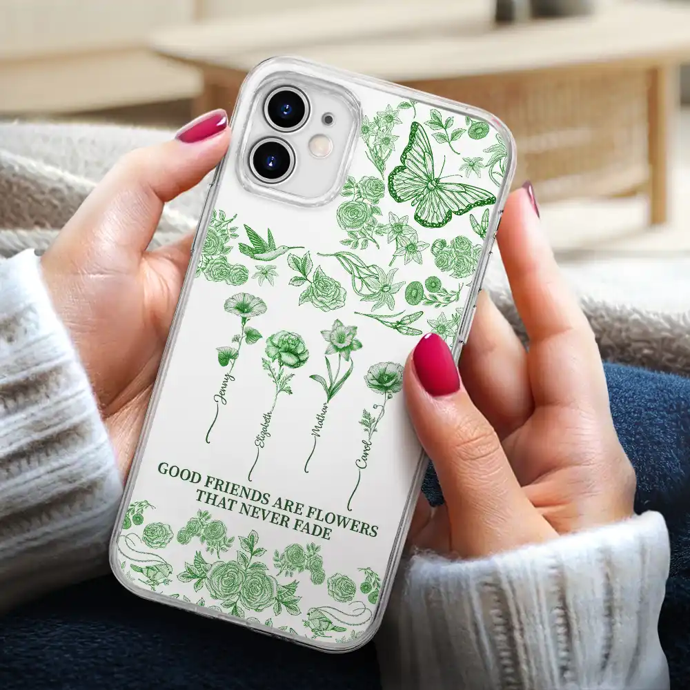 Toile De Jouy Birth Flower Grow An Old Friend - Personalized Clear Phone Case - Image 3