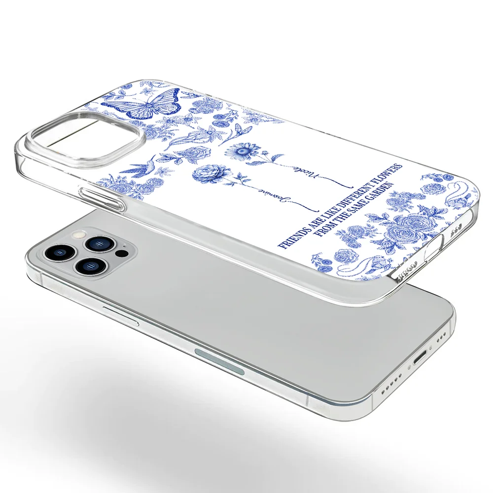 Toile De Jouy Birth Flower Grow An Old Friend - Personalized Clear Phone Case - Image 5