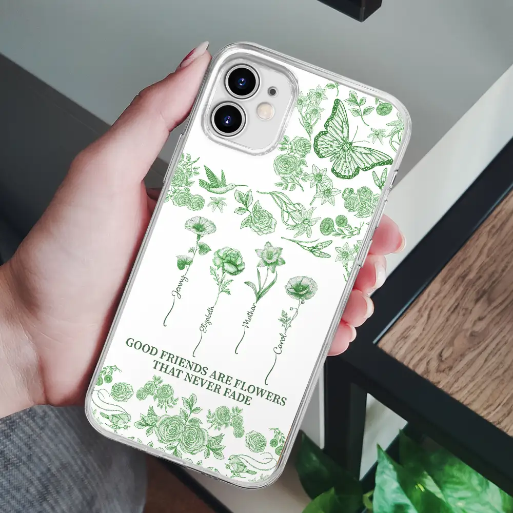 Toile De Jouy Birth Flower Grow An Old Friend - Personalized Clear Phone Case - Image 6