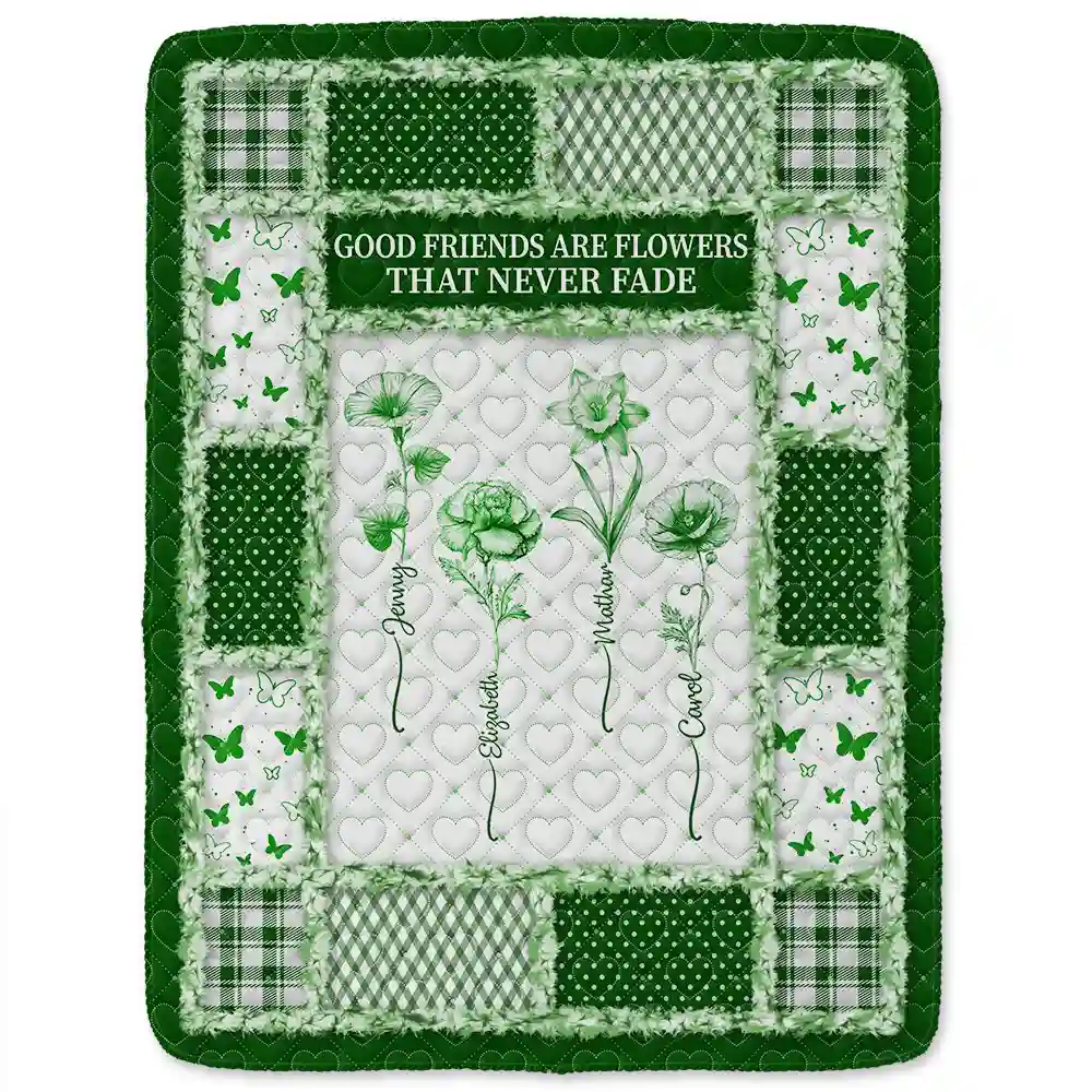 Toile De Jouy Birth Month Flower Grow An Old Friend - Personalized Fleece Blanket, Sherpa Blanket - Image 3