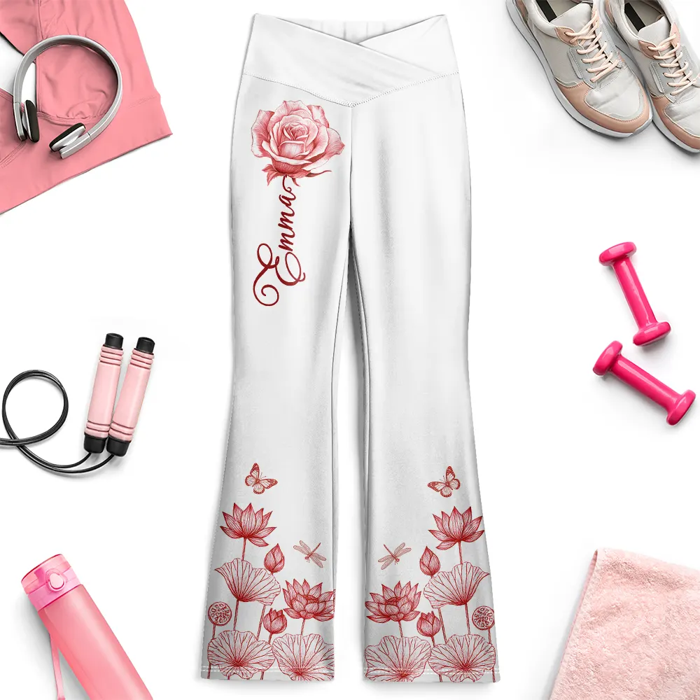 Toile De Jouy Birth Month Flower - Personalized Leggings - Image 3