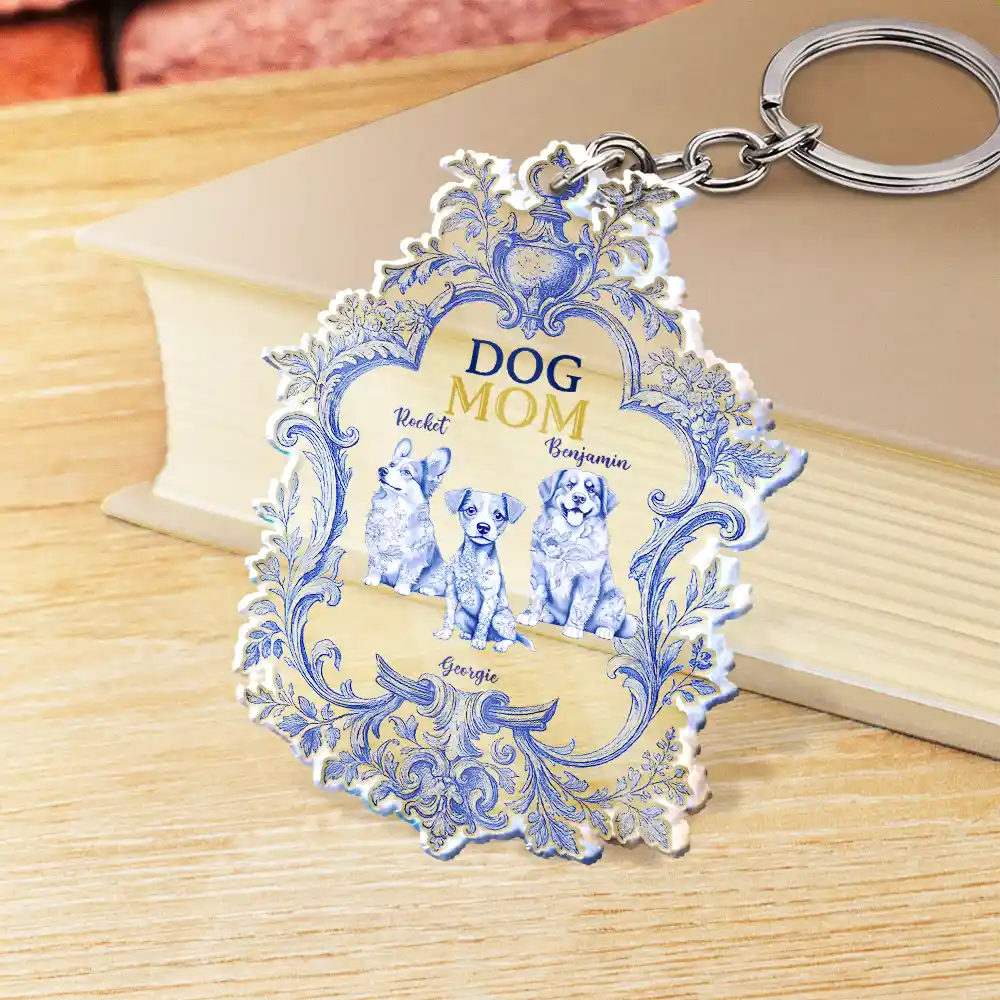 Toile De Jouy Dog Mom - Personalized Acrylic Keychain - Image 2