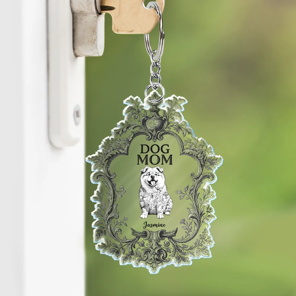 Toile De Jouy Dog Mom - Personalized Acrylic Keychain - Image 3