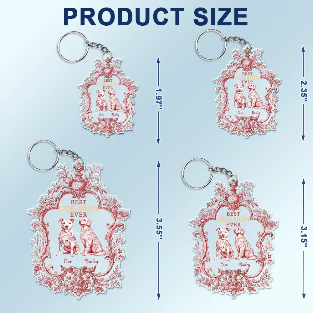 Toile De Jouy Dog Mom - Personalized Acrylic Keychain - Image 5
