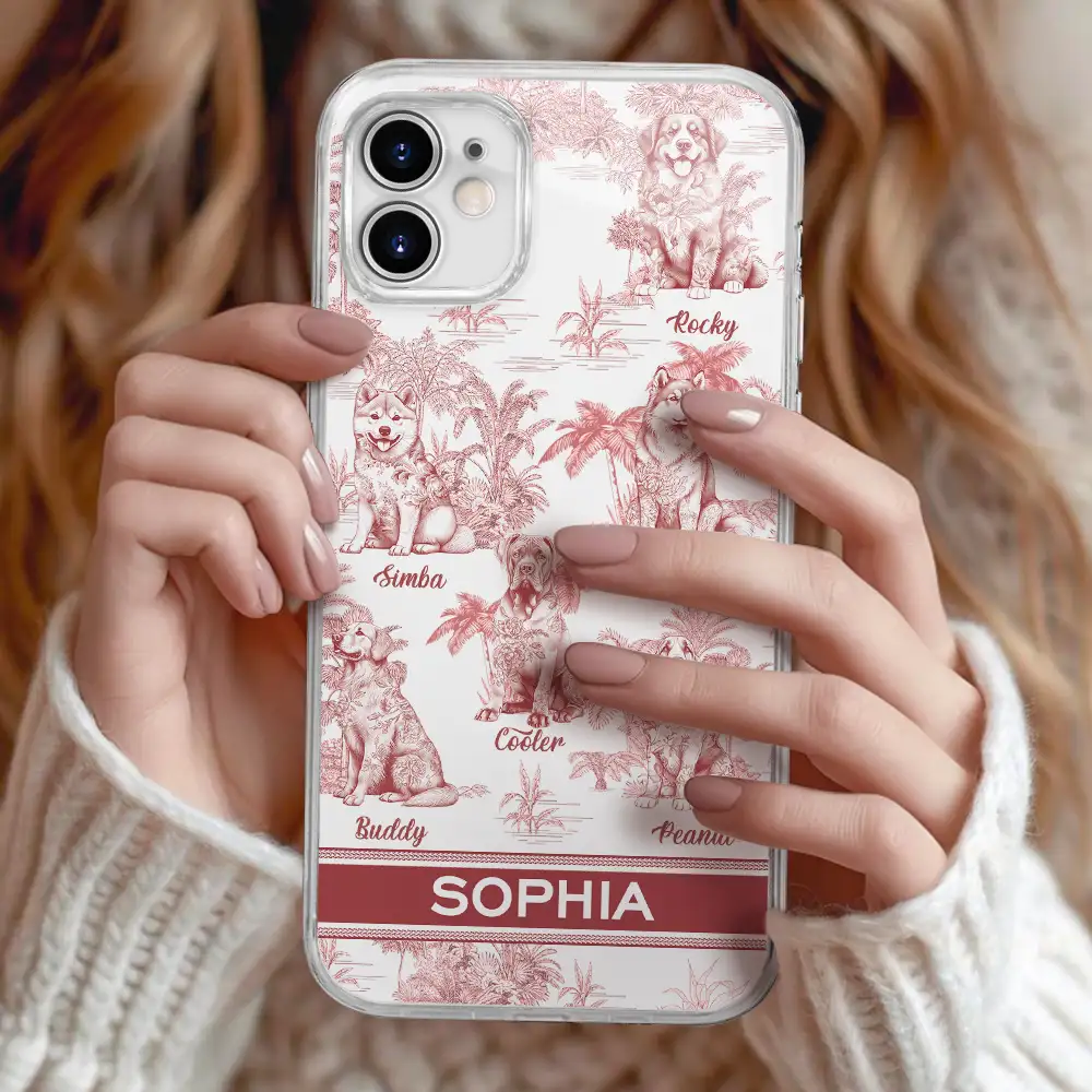 Toile De Jouy Dog Mom - Personalized Clear Phone Case - Image 2