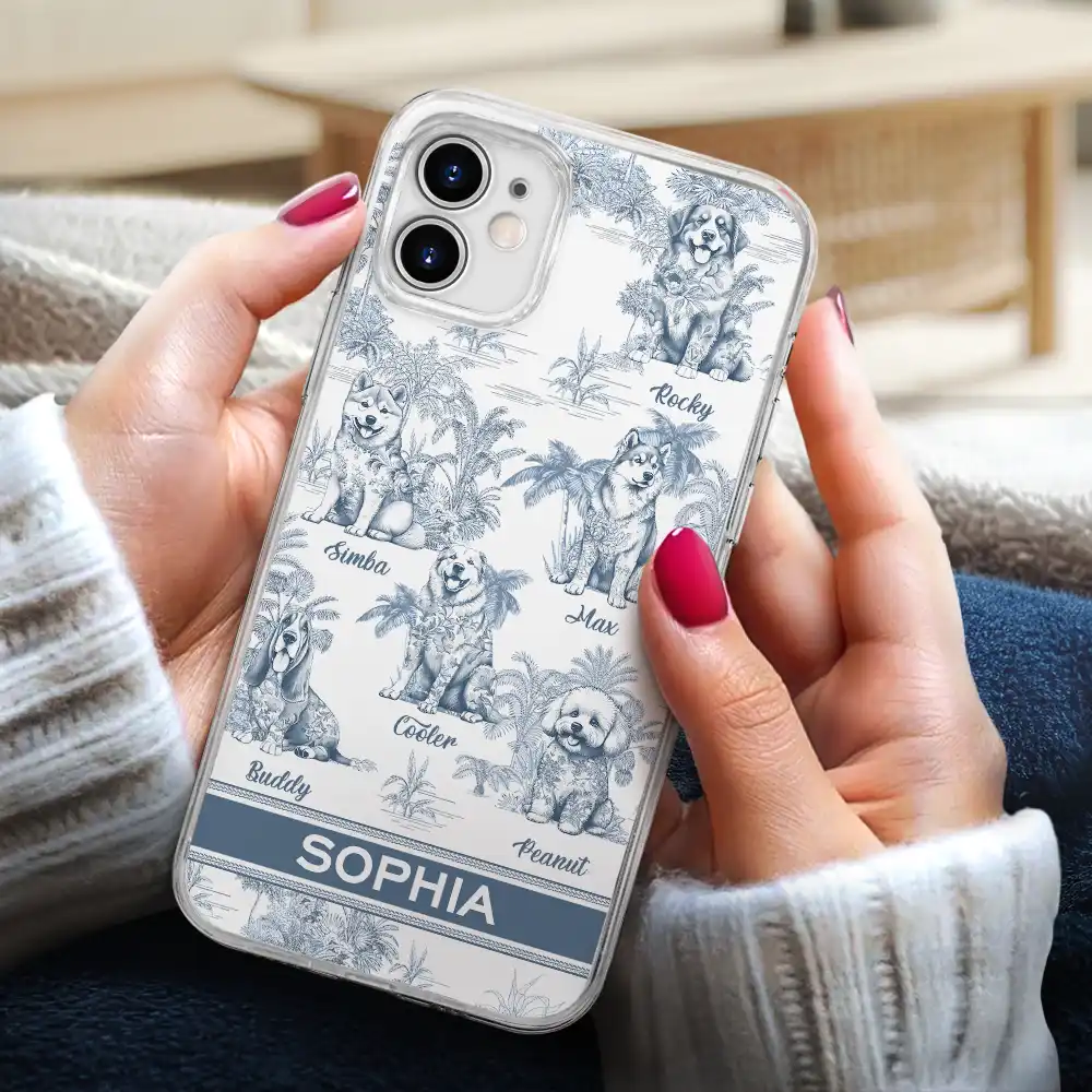 Toile De Jouy Dog Mom - Personalized Clear Phone Case - Image 3