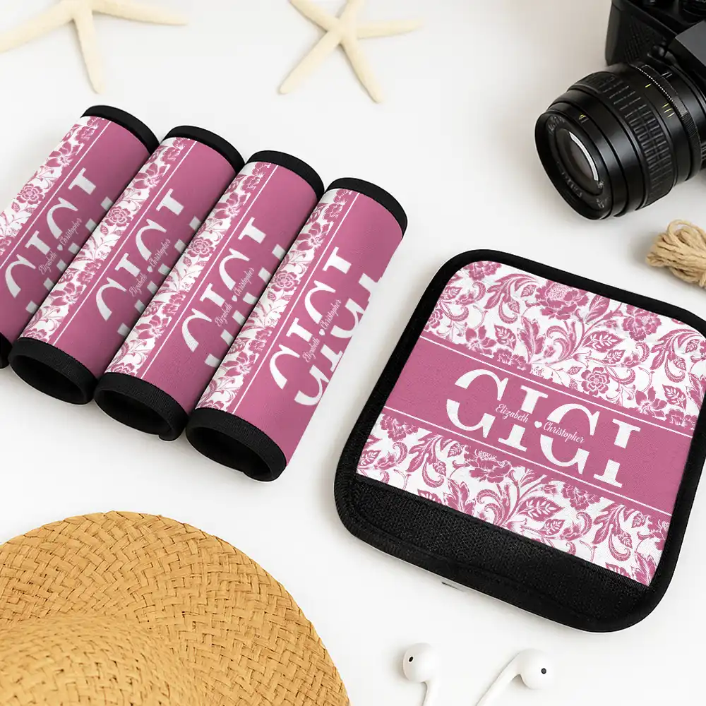 Toile De Jouy Mom Grandma Nana - Personalized Luggage Handle Wrap - Image 2