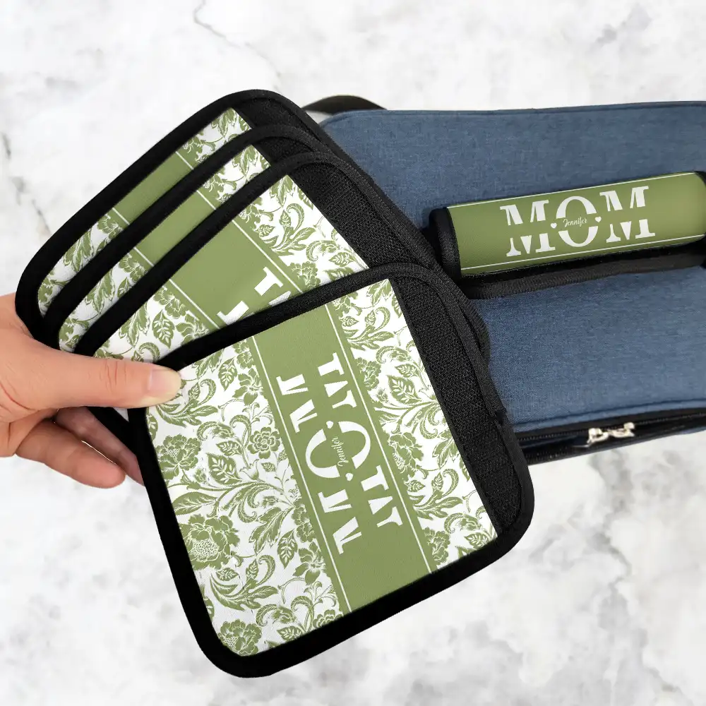 Toile De Jouy Mom Grandma Nana - Personalized Luggage Handle Wrap - Image 3