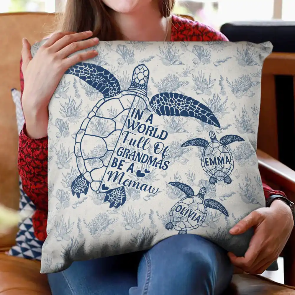Toile De Jouy World Full Of Grandmas - Personalized Pillow - Image 2