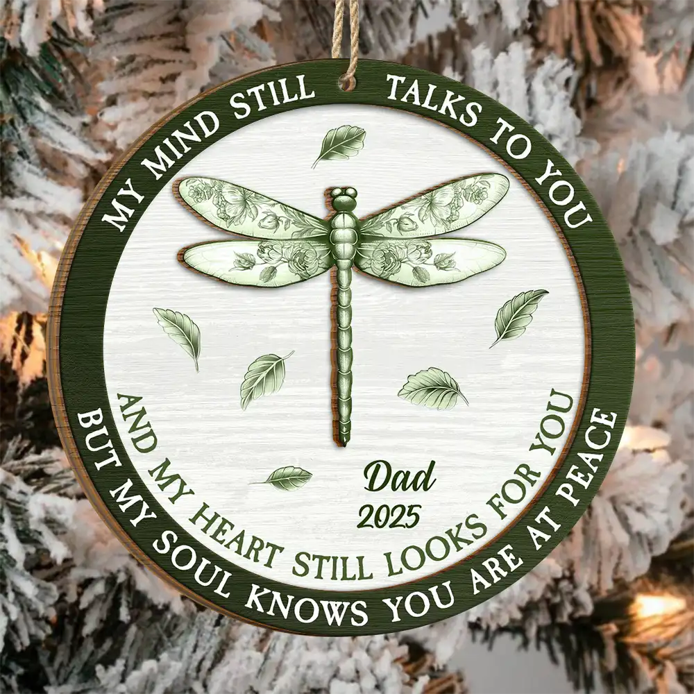 Toile Memorial Bird My Mind Still Talks To You - Personalized 2-Layered Wooden Ornament - Image 3