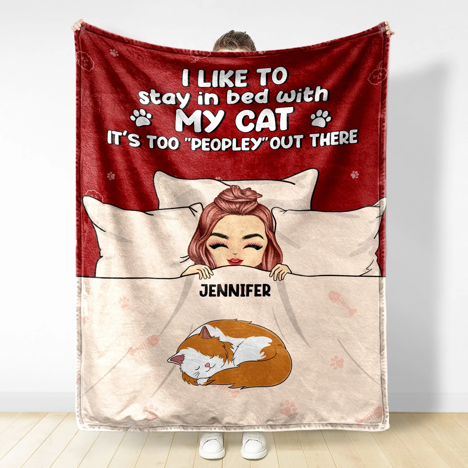 Too Peopley Out There - Gift For Pet Lovers - Personalized Fleece Blanket - Image 2