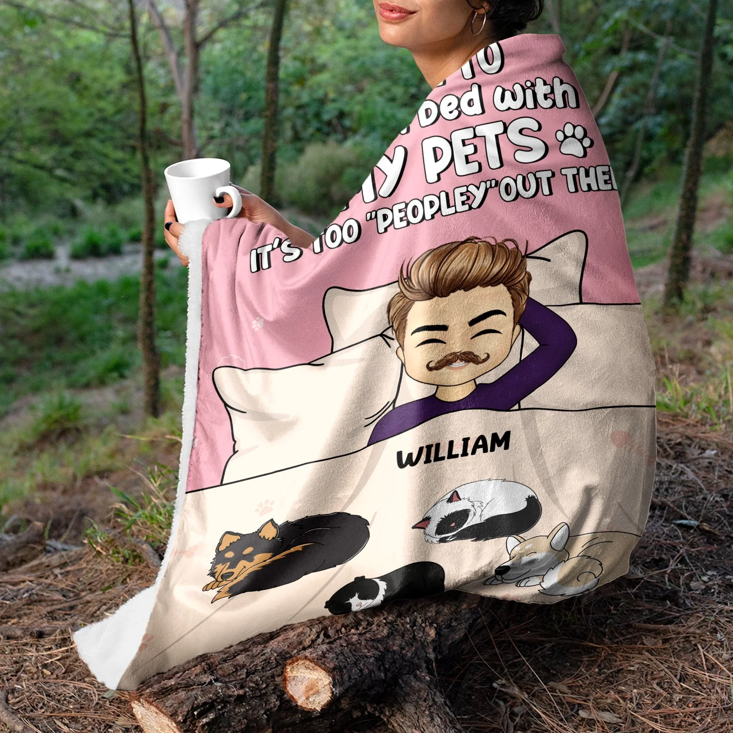 Too Peopley Out There - Gift For Pet Lovers - Personalized Fleece Blanket - Image 3