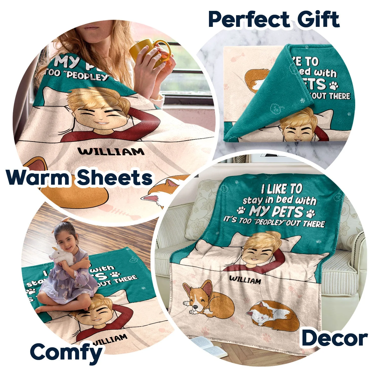 Too Peopley Out There - Gift For Pet Lovers - Personalized Fleece Blanket - Image 5