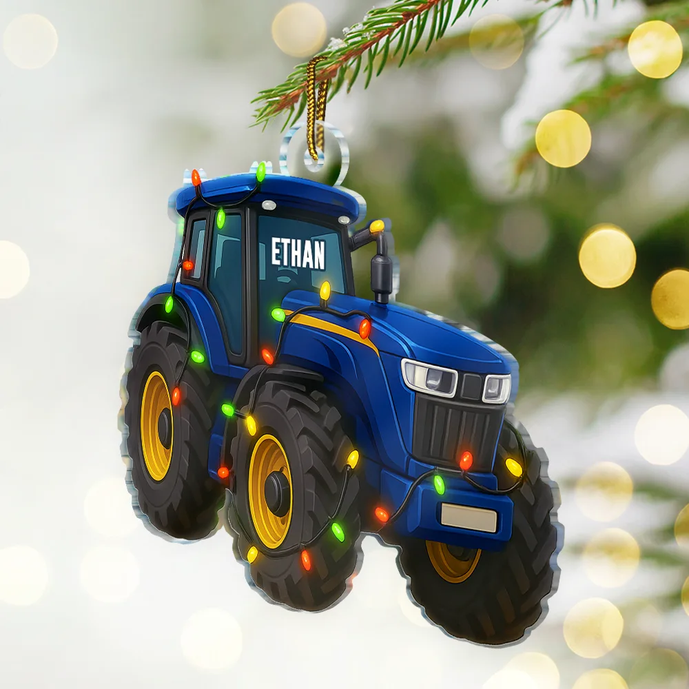 Tractor Christmas Decorations - Personalized Custom Shaped Acrylic Ornament - Image 2