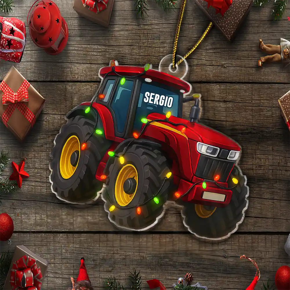 Tractor Christmas Decorations - Personalized Custom Shaped Acrylic Ornament - Image 5