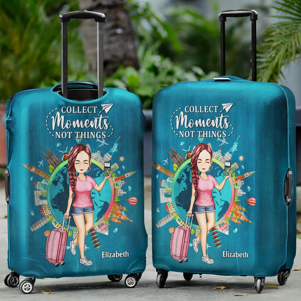 Travel Around The World - Personalized Luggage Cover - Image 2
