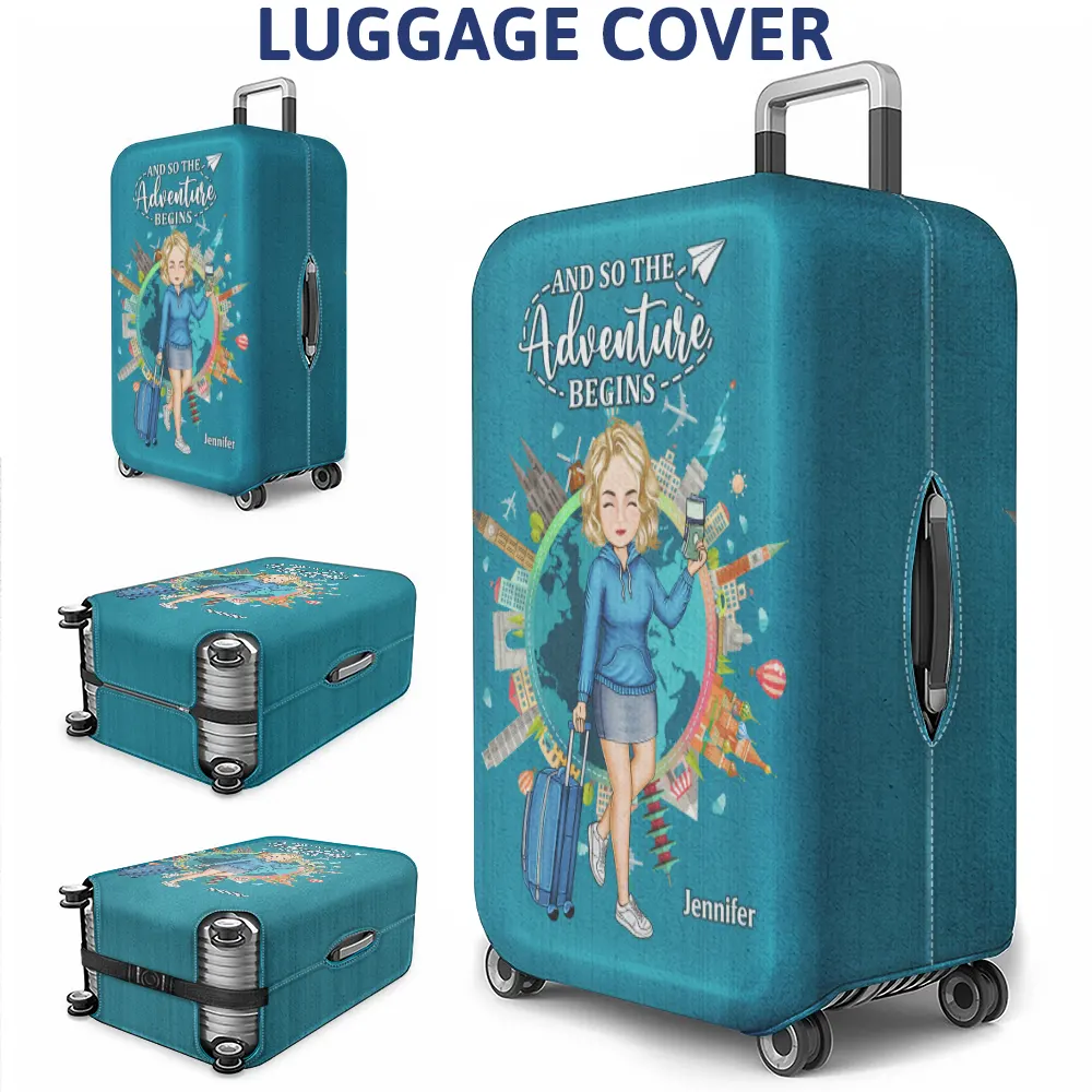 Travel Around The World - Personalized Luggage Cover - Image 3
