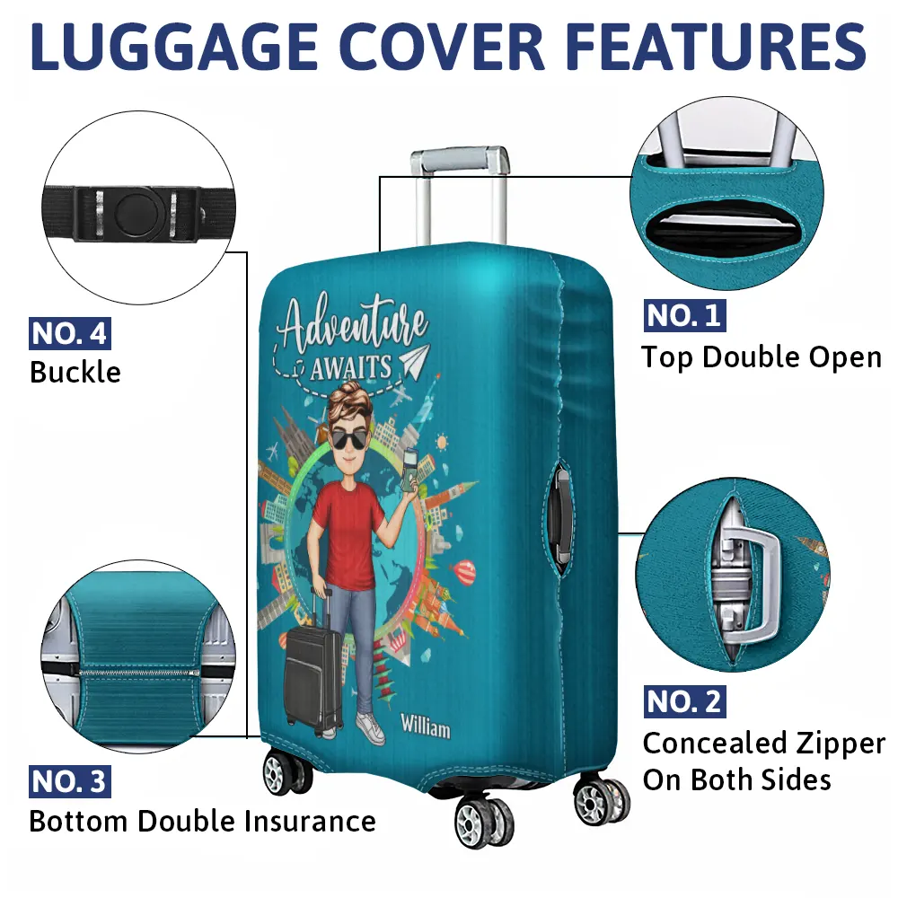 Travel Around The World - Personalized Luggage Cover - Image 4
