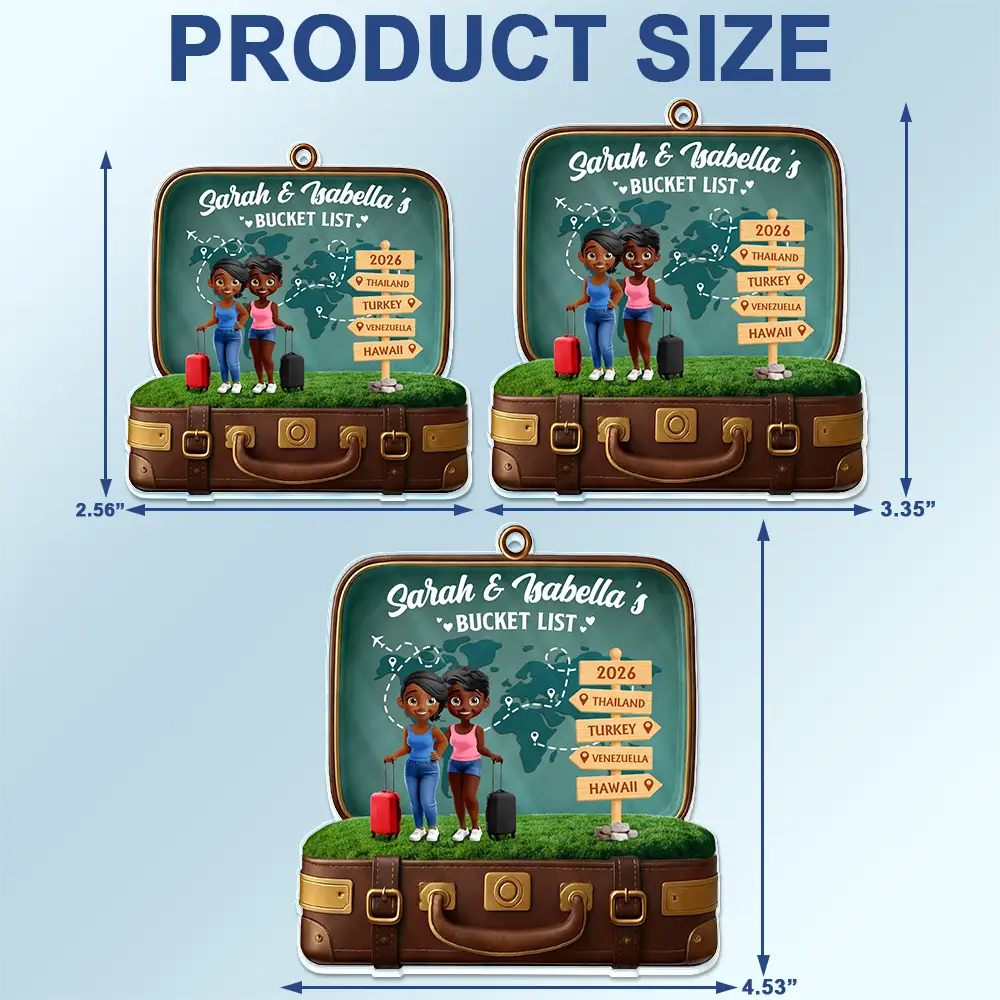 Travel Bucket List Couple - Personalized Acrylic Car Hanger - Image 4
