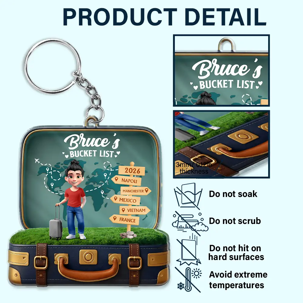 Travel Bucket List - Personalized Acrylic Keychain - Image 6