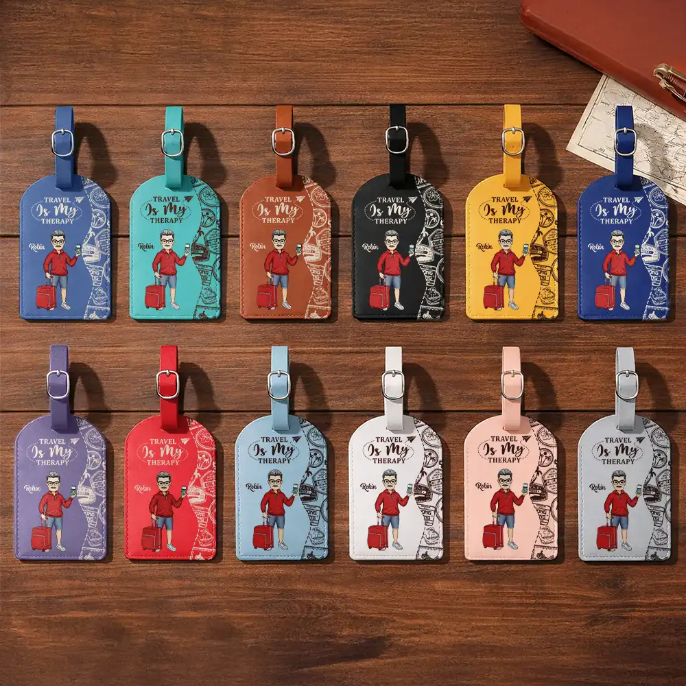 Travel Couple And So The Adventure Begins - Personalized Combo 2 Leather Luggage Tags - Image 2