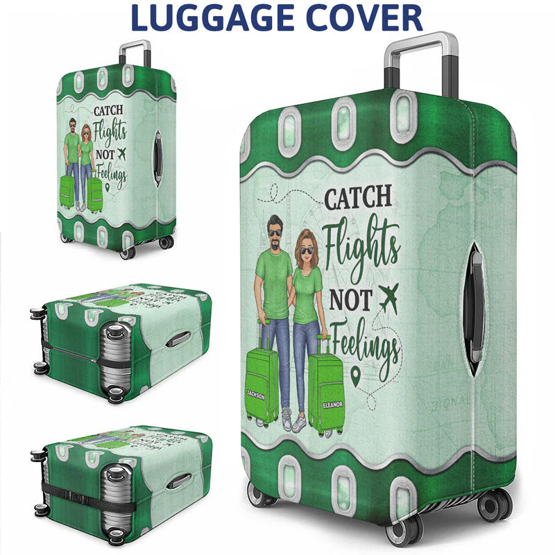 Travel Couple Family And So The Adventure Begins - Gift For Traveling Lovers - Personalized Custom Luggage Cover - Image 3