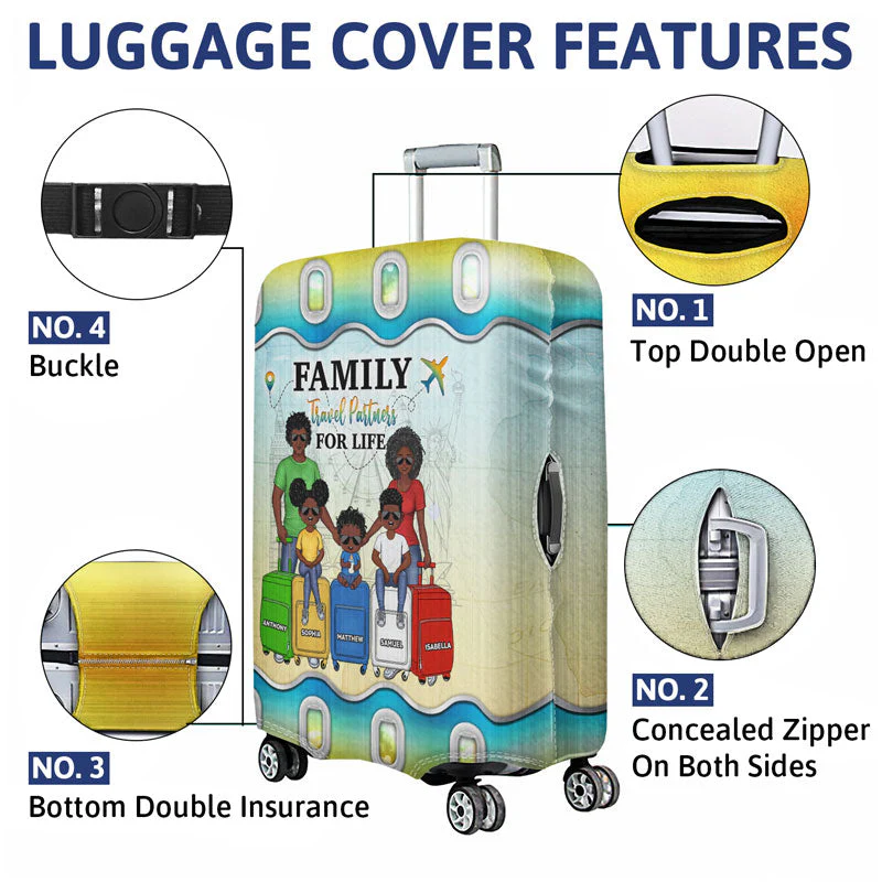Travel Couple Family And So The Adventure Begins - Gift For Traveling Lovers - Personalized Custom Luggage Cover - Image 4