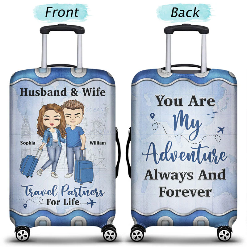 Travel Couple Travel Partners For Life - Couple Gift - Personalized Custom Luggage Cover - Image 5