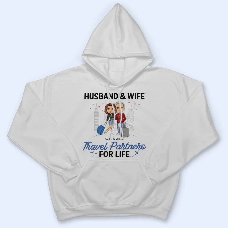 Travel Couple Travel Partners For Life - Couple Gift - Personalized Custom T Shirt - Image 4