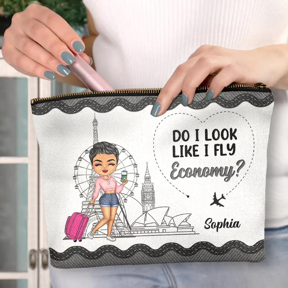 Travel Do I Look Like I Fly Economy - Personalized Cosmetic Bag - Image 3