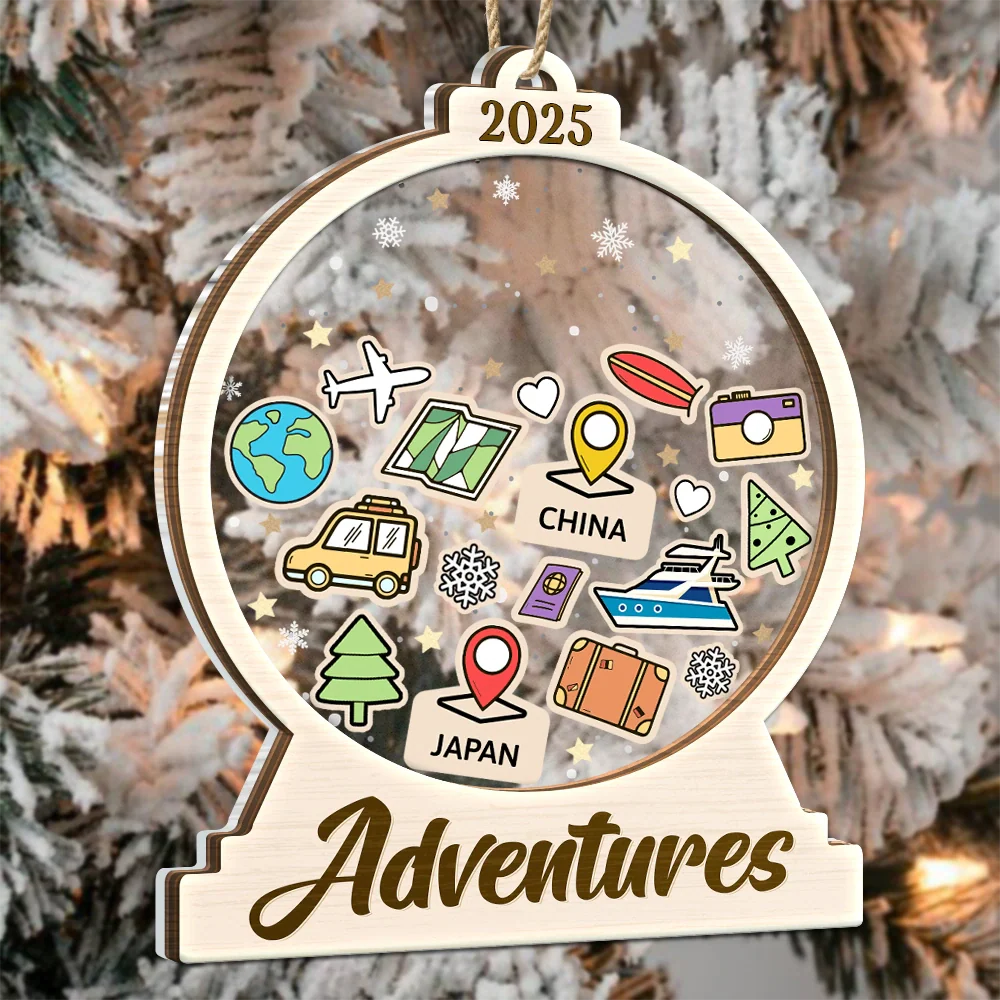 Travel Goal, Destination Of The Year - Personalized 2-Layered Mix Ornament - Image 3