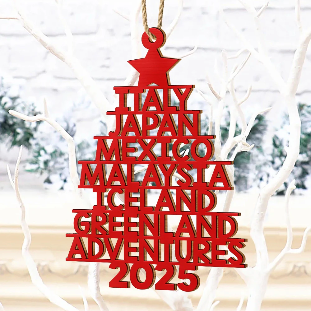 Travel Goal Destination Of The Year - Personalized Custom Shaped Wooden Ornament - Image 4