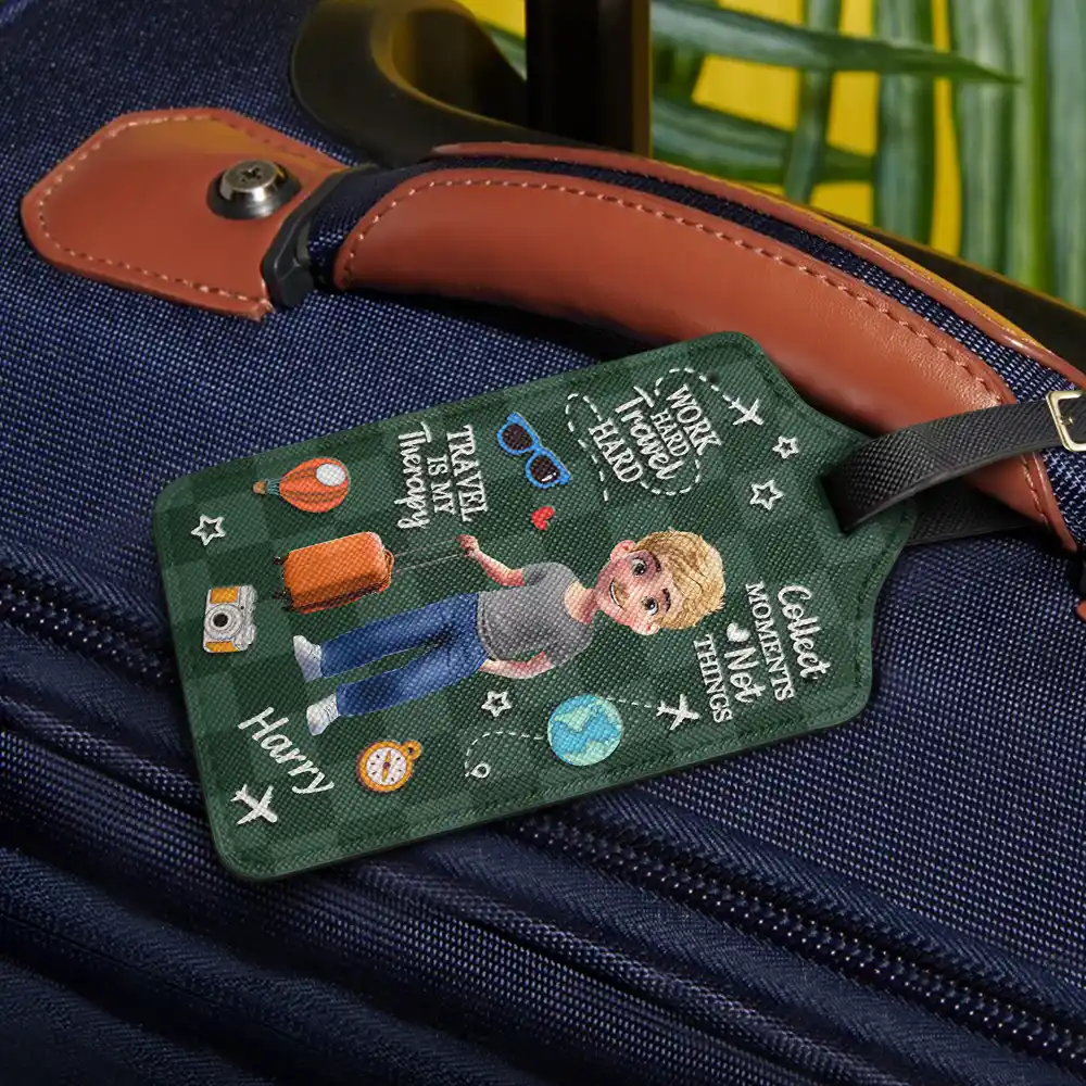 Travel Is My Therapy 3D Effect - Personalized Luggage Tag - Image 2