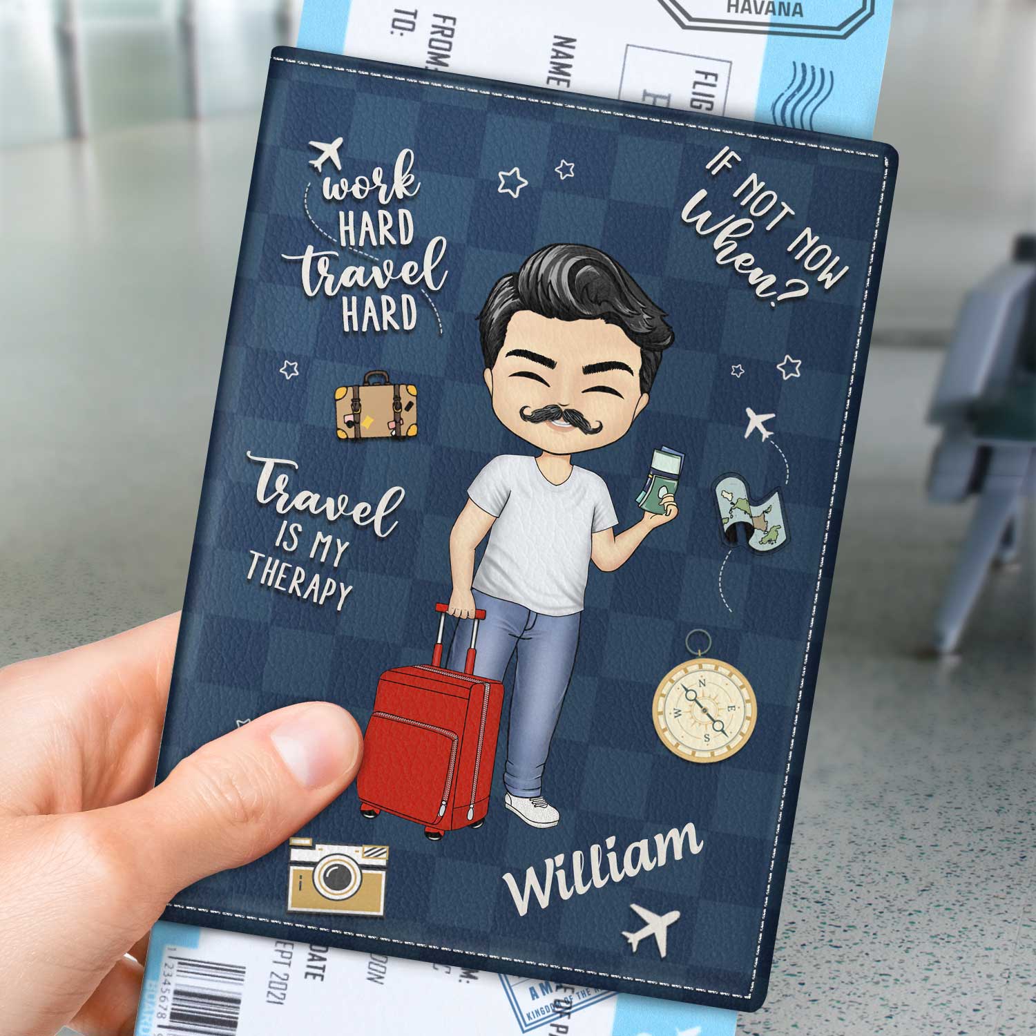 Travel Is My Therapy - Gift For Travellers, Travelling Lovers, Him, Her - Personalized Passport Cover, Passport Holder - Image 3