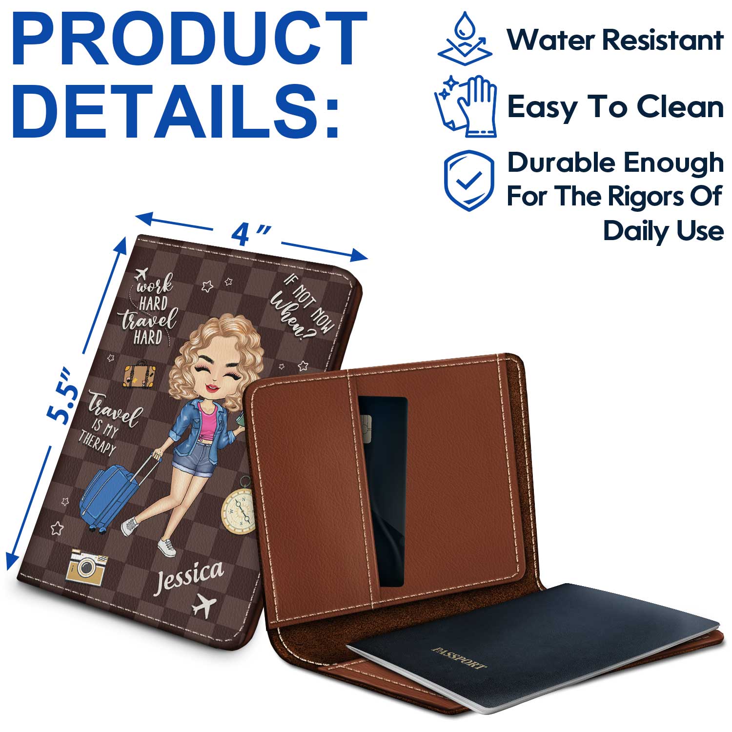 Travel Is My Therapy - Gift For Travellers, Travelling Lovers, Him, Her - Personalized Passport Cover, Passport Holder - Image 4