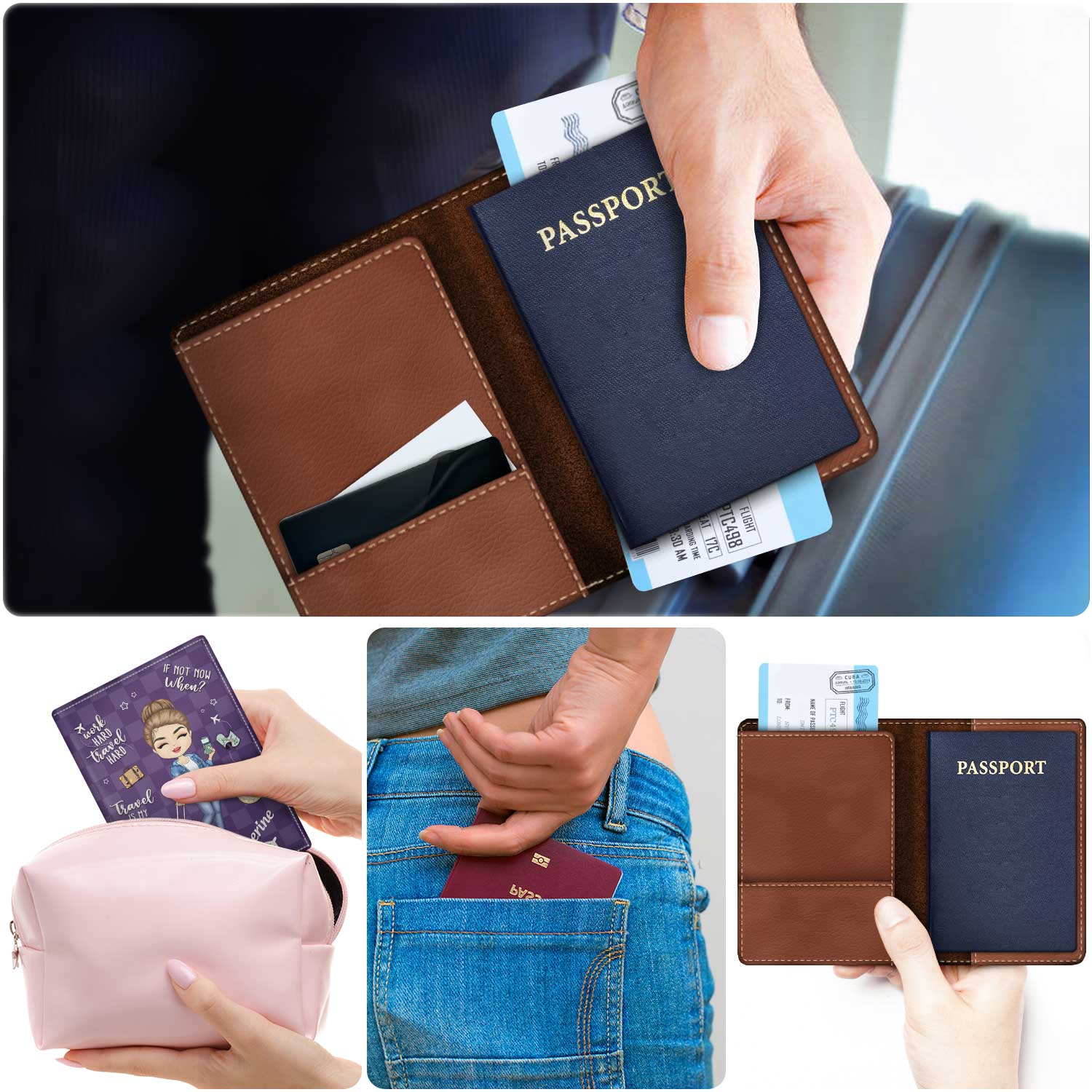 Travel Is My Therapy - Gift For Travellers, Travelling Lovers, Him, Her - Personalized Passport Cover, Passport Holder - Image 5